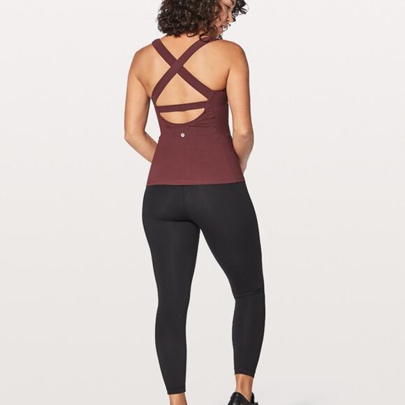 LULULEMON Long Breath 2-In-1 Maroon Tank US 6 - Picture 4 of 9